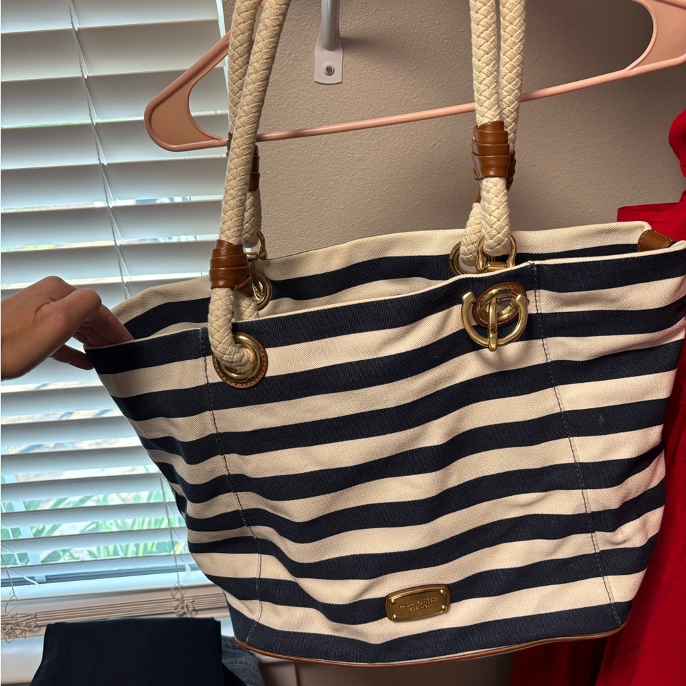 Michael Kors Blue and Cream Nautical Tote Bag